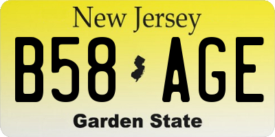 NJ license plate B58AGE