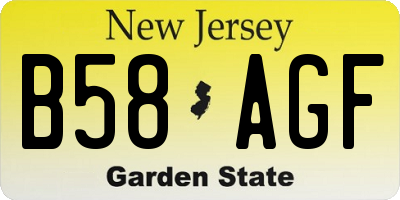 NJ license plate B58AGF