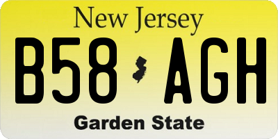 NJ license plate B58AGH