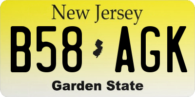 NJ license plate B58AGK