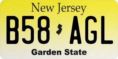 NJ license plate B58AGL