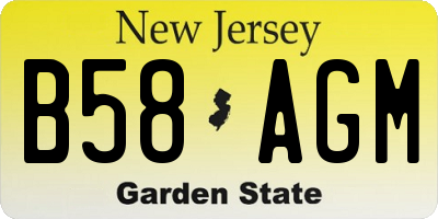 NJ license plate B58AGM