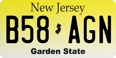 NJ license plate B58AGN