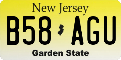 NJ license plate B58AGU