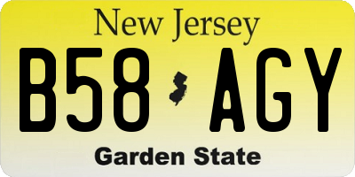 NJ license plate B58AGY