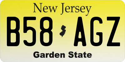 NJ license plate B58AGZ