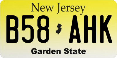 NJ license plate B58AHK