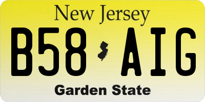NJ license plate B58AIG