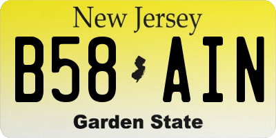 NJ license plate B58AIN