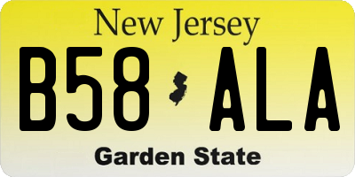 NJ license plate B58ALA