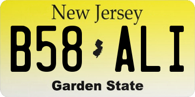 NJ license plate B58ALI