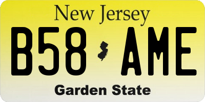 NJ license plate B58AME