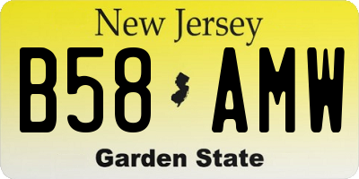 NJ license plate B58AMW