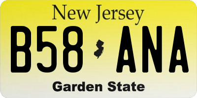 NJ license plate B58ANA