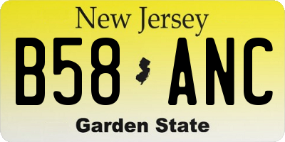 NJ license plate B58ANC