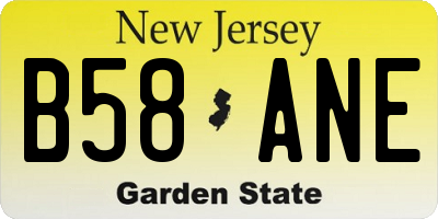 NJ license plate B58ANE