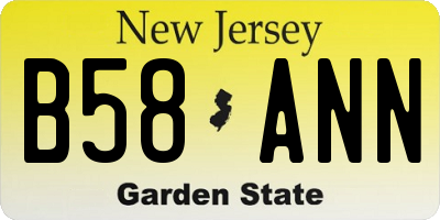 NJ license plate B58ANN