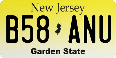 NJ license plate B58ANU
