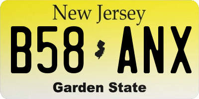 NJ license plate B58ANX