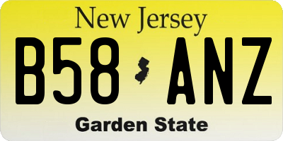 NJ license plate B58ANZ