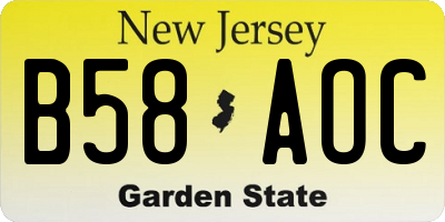NJ license plate B58AOC
