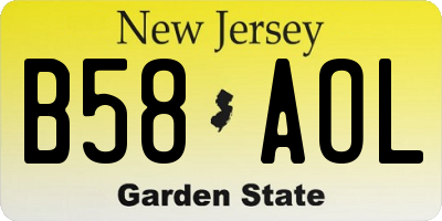 NJ license plate B58AOL