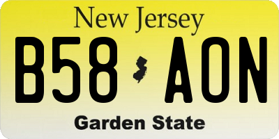 NJ license plate B58AON