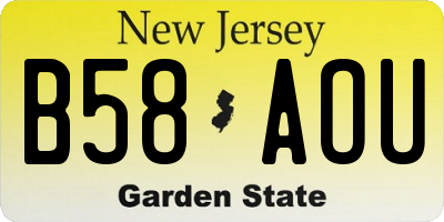NJ license plate B58AOU