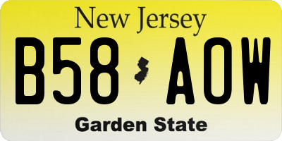 NJ license plate B58AOW