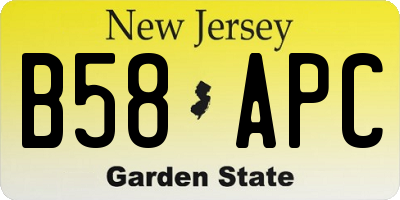 NJ license plate B58APC