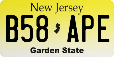 NJ license plate B58APE