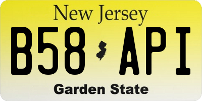 NJ license plate B58API