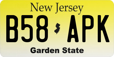NJ license plate B58APK