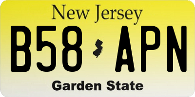 NJ license plate B58APN