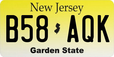 NJ license plate B58AQK