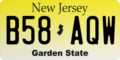 NJ license plate B58AQW