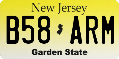 NJ license plate B58ARM