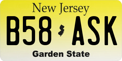 NJ license plate B58ASK