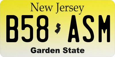 NJ license plate B58ASM