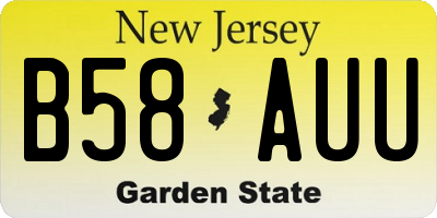 NJ license plate B58AUU