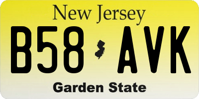 NJ license plate B58AVK