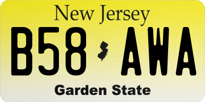 NJ license plate B58AWA
