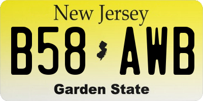 NJ license plate B58AWB