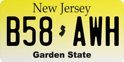 NJ license plate B58AWH
