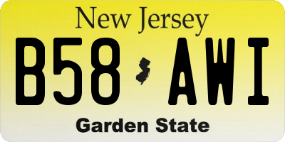NJ license plate B58AWI