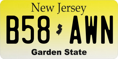 NJ license plate B58AWN