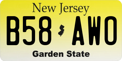 NJ license plate B58AWO