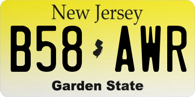 NJ license plate B58AWR