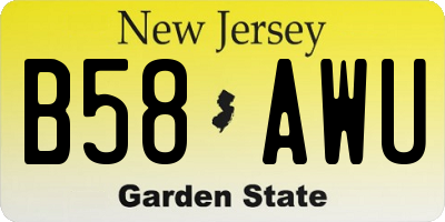NJ license plate B58AWU