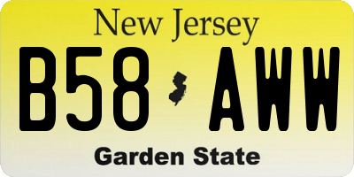 NJ license plate B58AWW